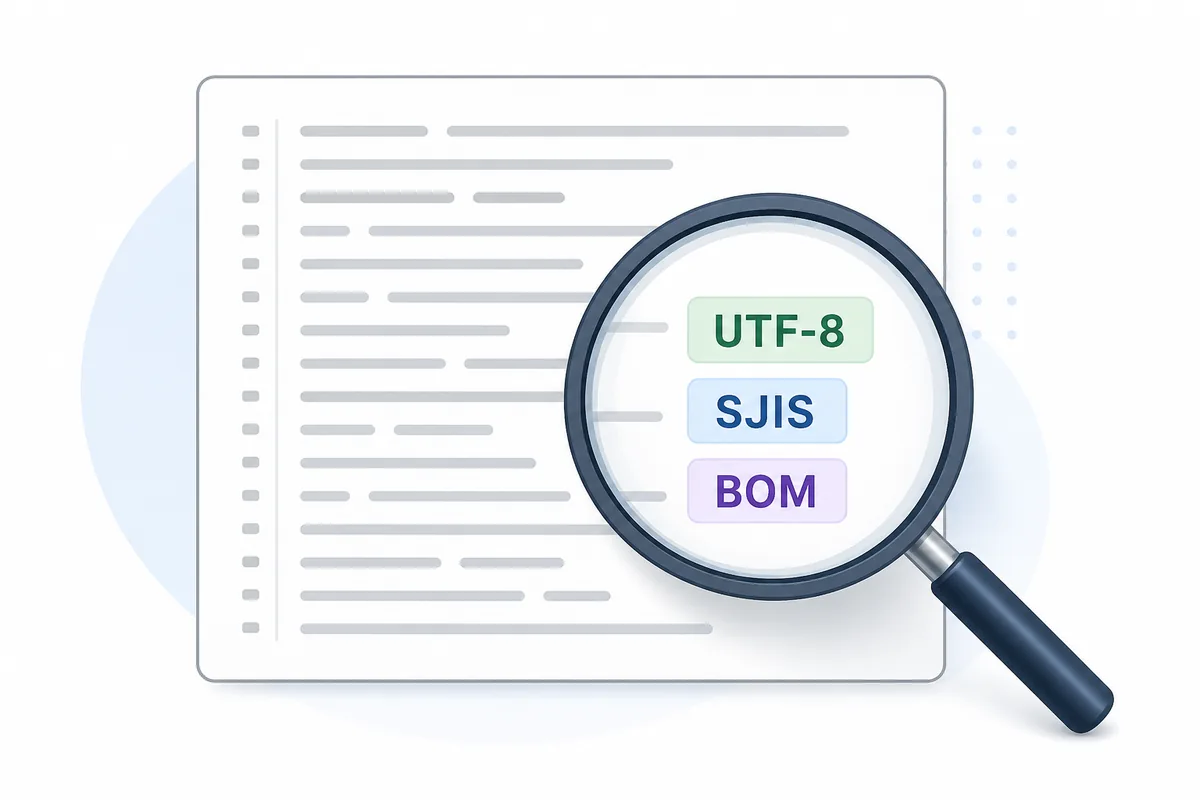 サクラエディタでUTF-8、Shift_JIS、BOMを確認する流れの説明図